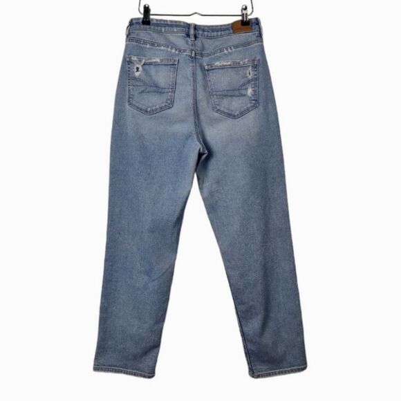 American Eagle Mom Straight Jean Size 10 Stretch Distressed - Picture 2 of 5